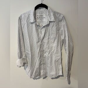 Frank & Eileen White Button-Down Shirt with Subtle Gray Print